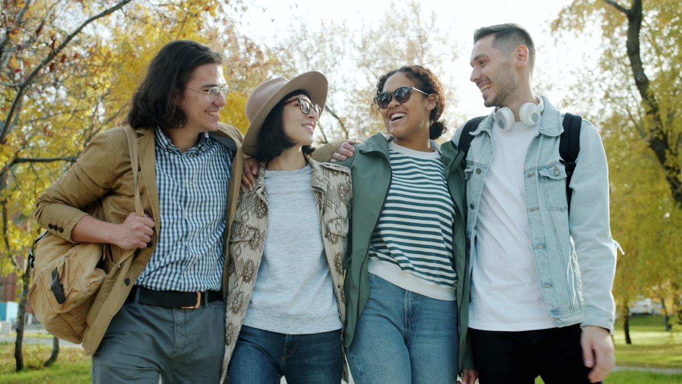 A small group walking together outdoors