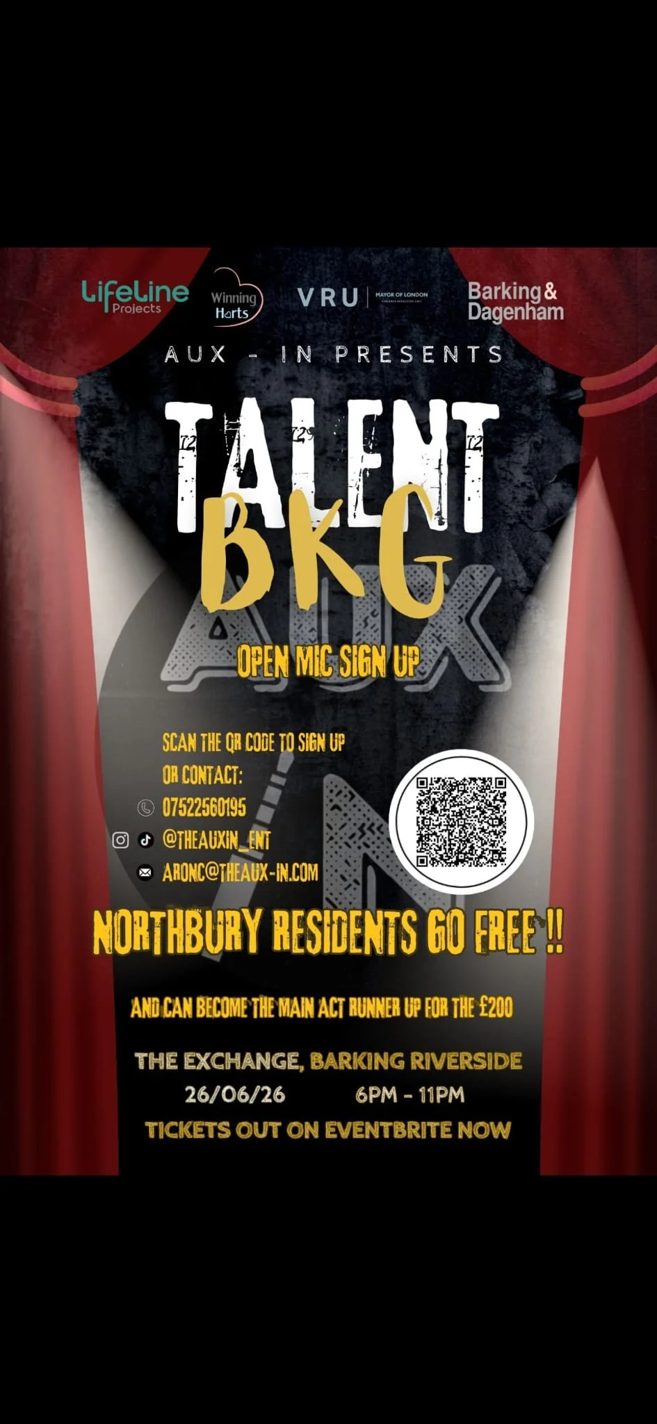 Talent BKG open mic event artwork